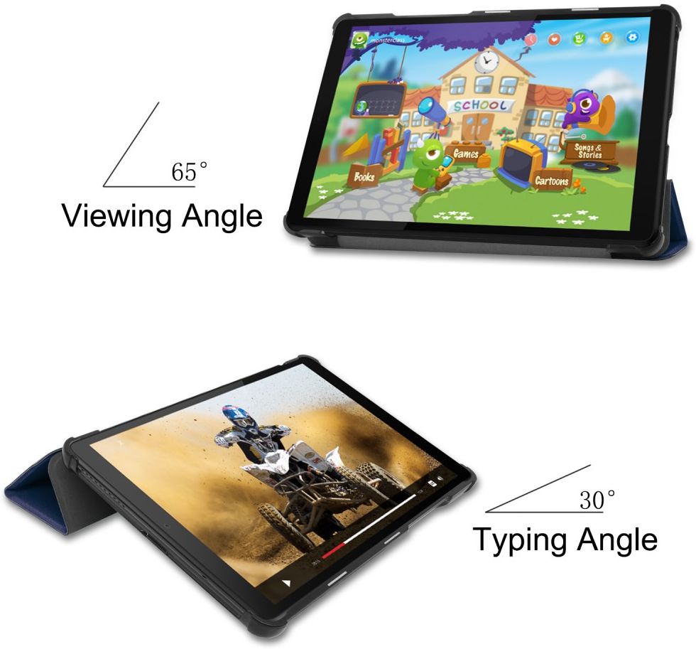 Lenovo Tab M8 Hoesje Tri-Fold Book Case met Standaard Donkerblauw afbeelding 3