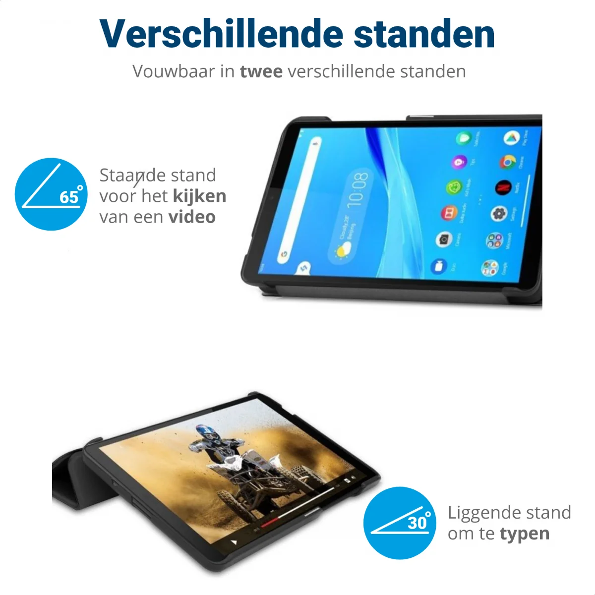 Lenovo Tab M10 Plus / FHD Plus Hoes Book Case Tri-Fold Zwart afbeelding 5