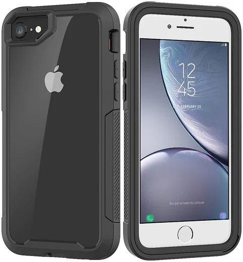 Vivid iPhone 7/ 8 / SE (2020/2022) Protectie Hoesje Transparant Zwart afbeelding 1