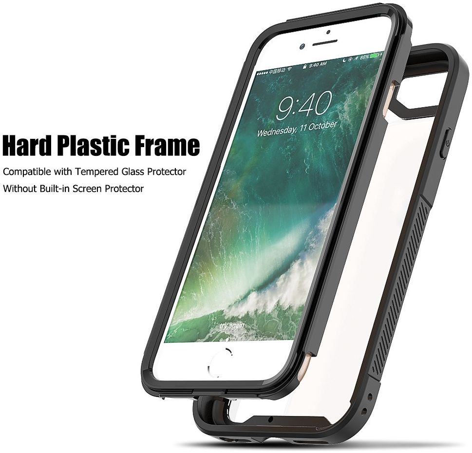 Vivid iPhone 7/ 8 / SE (2020/2022) Protectie Hoesje Transparant Zwart afbeelding 3