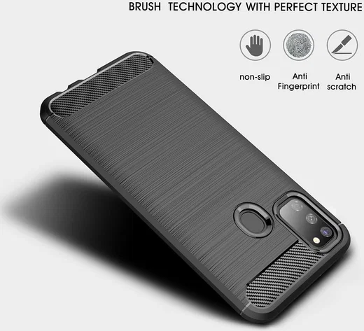 Samsung Galaxy M21 Hoesje Geborsteld TPU Zwart afbeelding 5