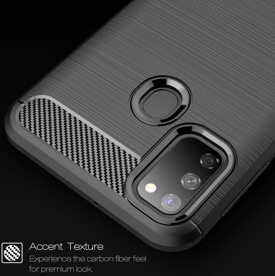 Samsung Galaxy M21 Hoesje Geborsteld TPU Zwart afbeelding 6