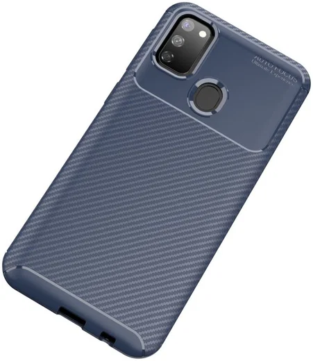 Samsung Galaxy M21 Hoesje Geborsteld Carbon Blauw afbeelding 2