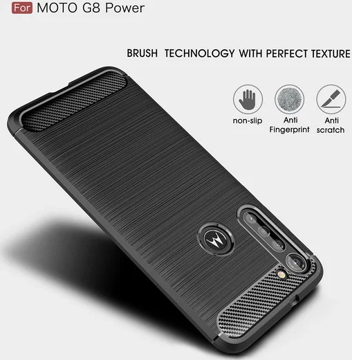 Motorola Moto G8 Power Hoesje Geborsteld TPU Back Cover Zwart afbeelding 5