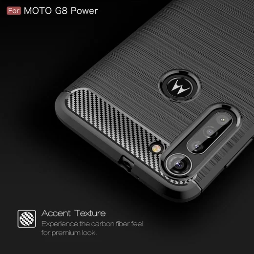 Motorola Moto G8 Power Hoesje Geborsteld TPU Back Cover Zwart afbeelding 6