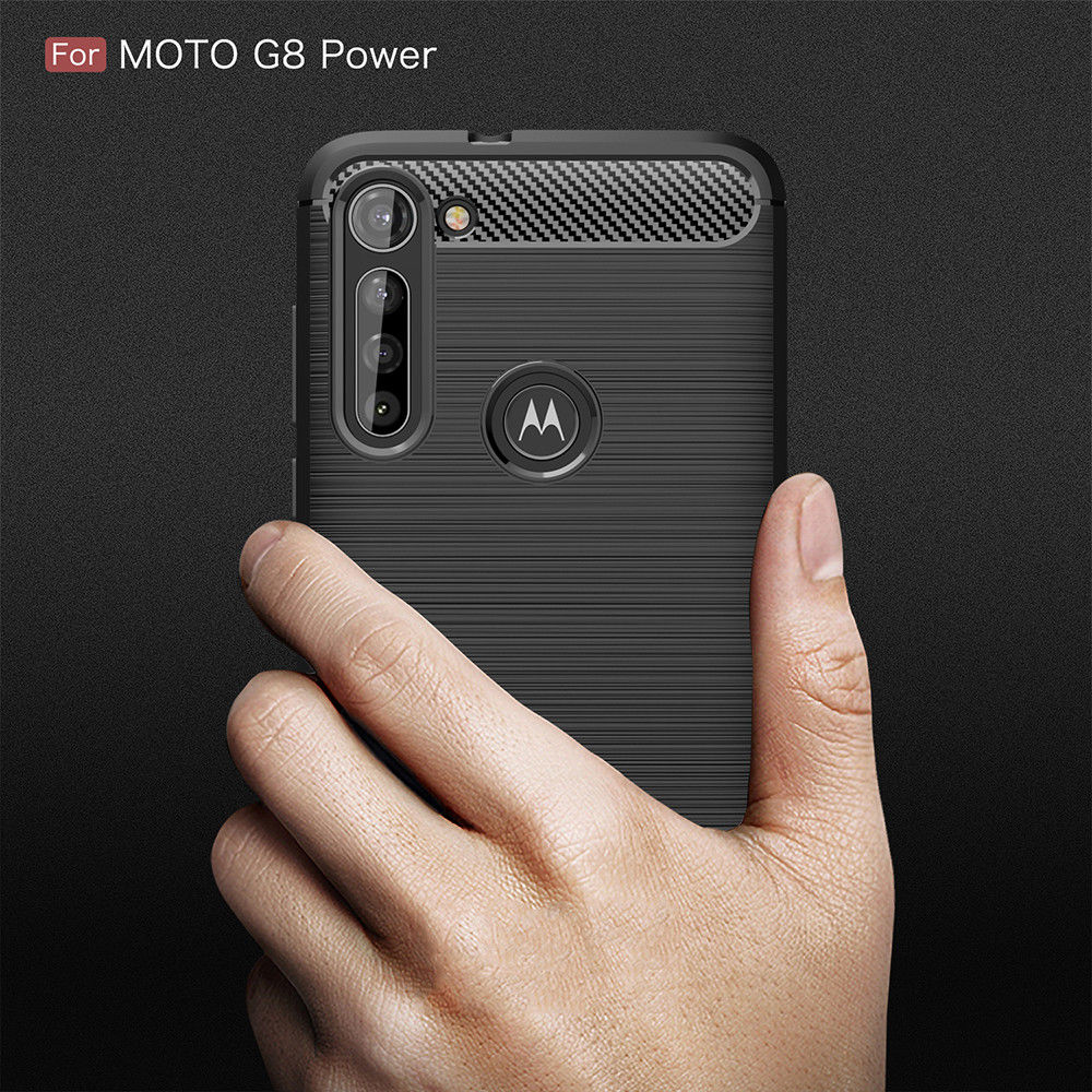 Motorola Moto G8 Power Hoesje Geborsteld TPU Back Cover Zwart afbeelding 10