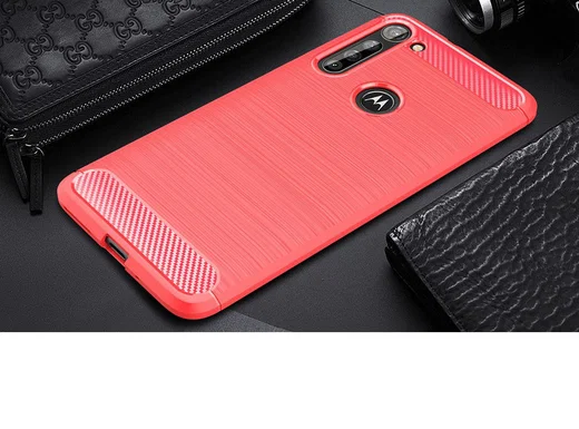 Motorola Moto G8 Power Hoesje Geborsteld TPU Rood afbeelding 2