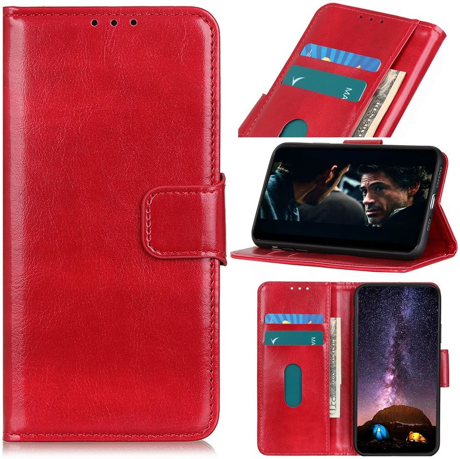 Motorola Moto G8 Power Hoesje Portemonnee Kunstleer Rood afbeelding 4
