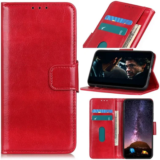 Motorola Moto G8 Power Hoesje Portemonnee Kunstleer Rood afbeelding 4