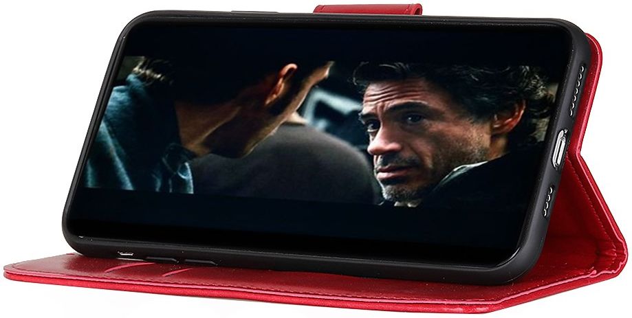 Motorola Moto G8 Power Hoesje Portemonnee Kunstleer Rood afbeelding 3