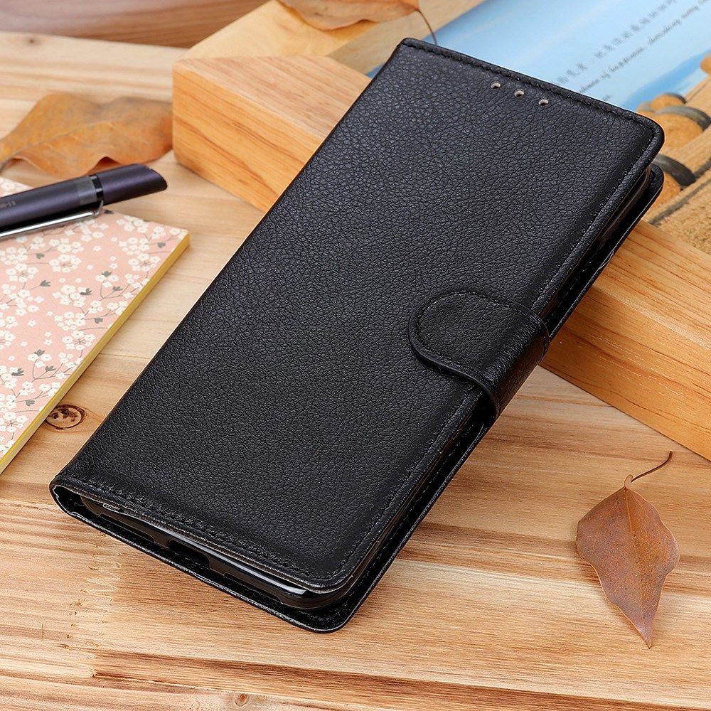 Alcatel 1S 2020 / 3L 2020 Litchi Skin Portemonnee Hoesje Zwart afbeelding 7