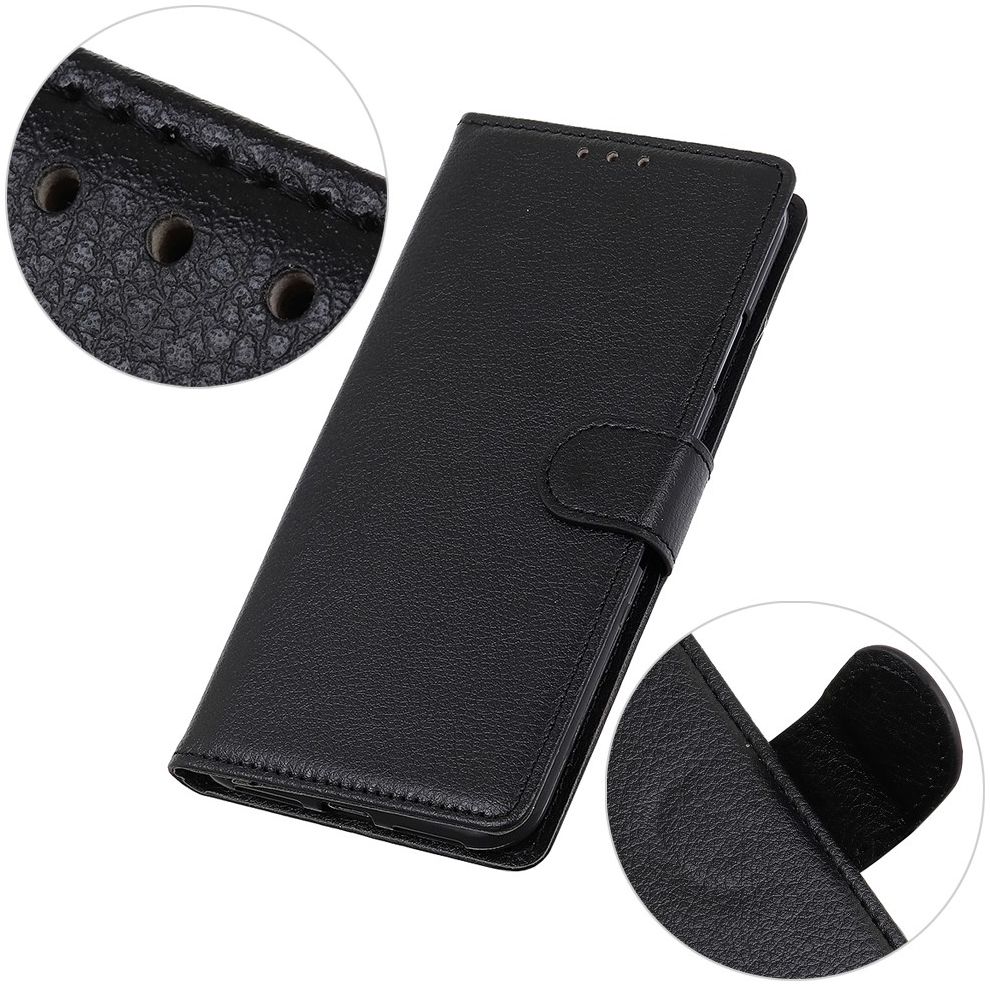 Alcatel 1S 2020 / 3L 2020 Litchi Skin Portemonnee Hoesje Zwart afbeelding 8