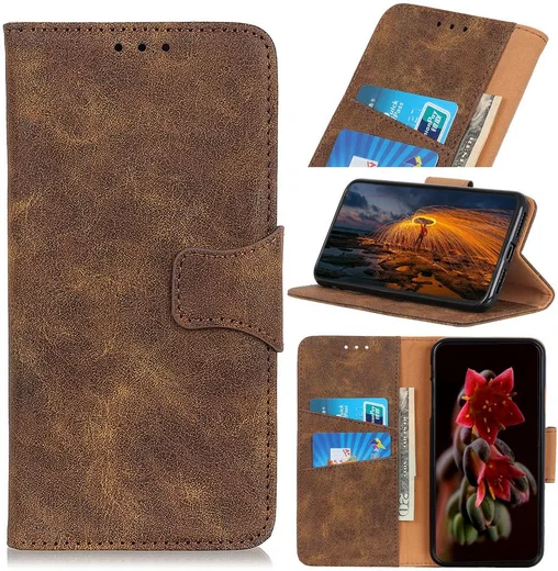 Oppo Find X2 Pro Hoesje Portemonnee Splitleer Donkerbruin afbeelding 3