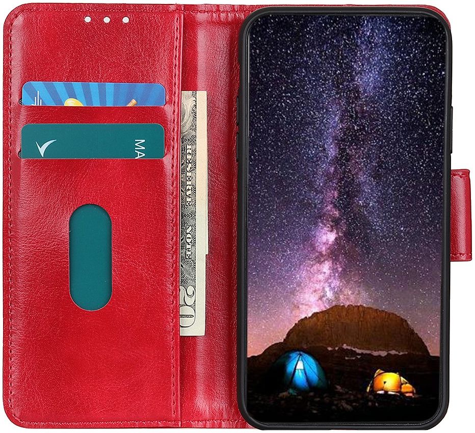 Oppo Find X2 Hoesje Portemonnee Kunstleer met Standaard Rood afbeelding 2