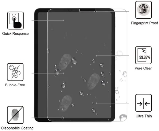 Apple iPad Pro 11 (2018/2020/2021) Tempered Glass 9H Screen Protector afbeelding 2