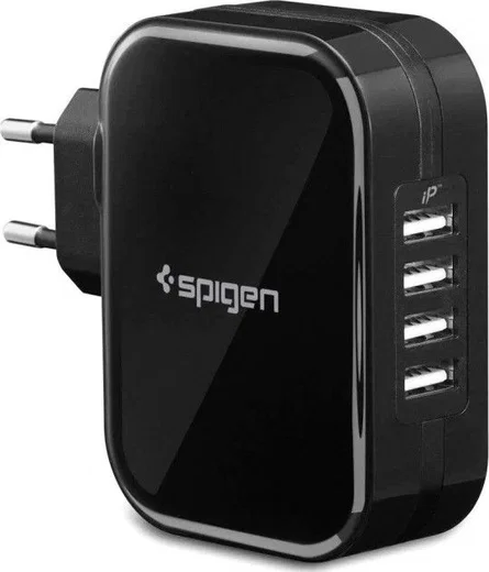 Spigen Essential F401 USB Oplader 34W met 4 Poorten Zwart afbeelding 1