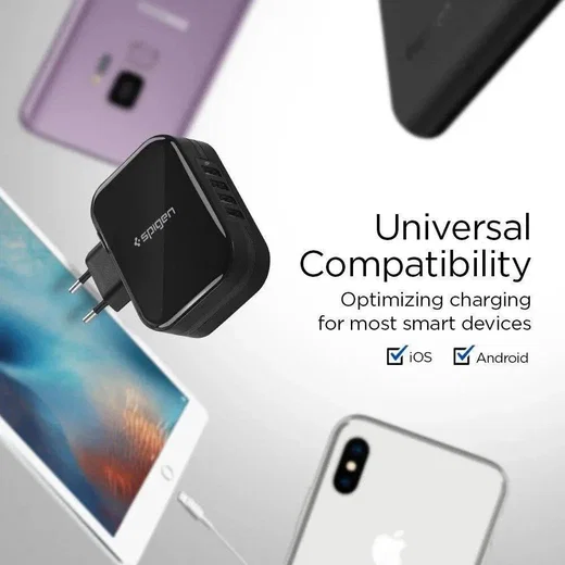 Spigen Essential F401 USB Oplader 34W met 4 Poorten Zwart afbeelding 6