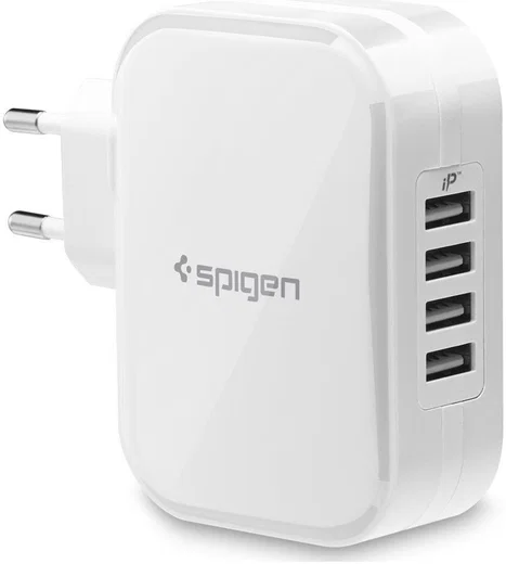 Spigen SteadiBoost F401 34W Oplader met 4 Universele USB Poorten Wit afbeelding 1