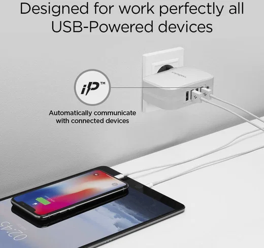 Spigen SteadiBoost F401 34W Oplader met 4 Universele USB Poorten Wit afbeelding 3