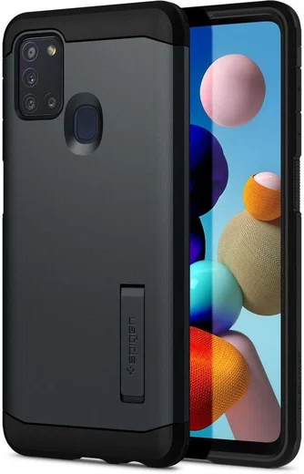 Spigen Tough Armor Samsung Galaxy A21s Hoesje Metal Slate afbeelding 1
