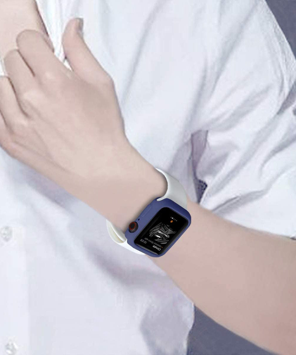 Apple Watch 40MM Hoesje (Flexibel TPU) met Folie Screenprotector - Blauw afbeelding 3
