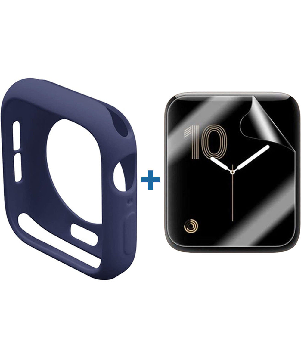 Apple Watch 40MM Hoesje (Flexibel TPU) met Folie Screenprotector - Blauw afbeelding 1