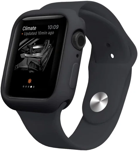 Apple Watch 44MM Hoesje Flexibel TPU met Folie Screenprotector Zwart afbeelding 2