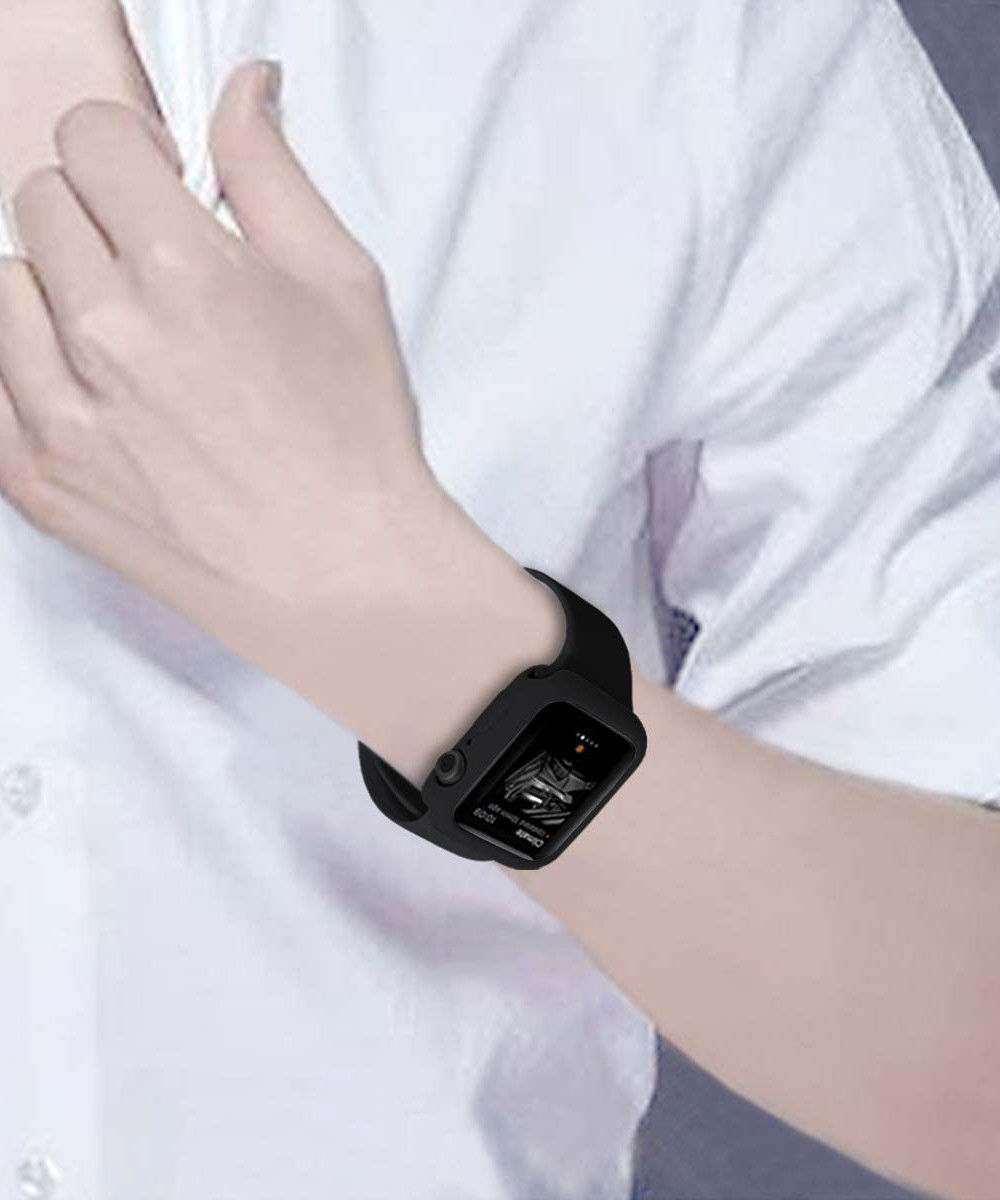 Apple Watch 44MM Hoesje Flexibel TPU met Folie Screenprotector Zwart afbeelding 4