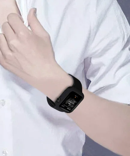 Apple Watch 44MM Hoesje Flexibel TPU met Folie Screenprotector Zwart afbeelding 4