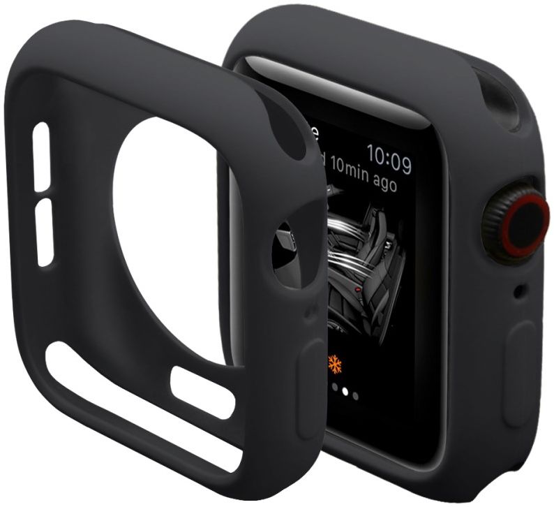Apple Watch 44MM Hoesje Flexibel TPU met Folie Screenprotector Zwart afbeelding 6