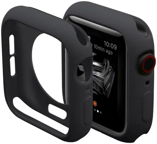Apple Watch 44MM Hoesje Flexibel TPU met Folie Screenprotector Zwart afbeelding 6