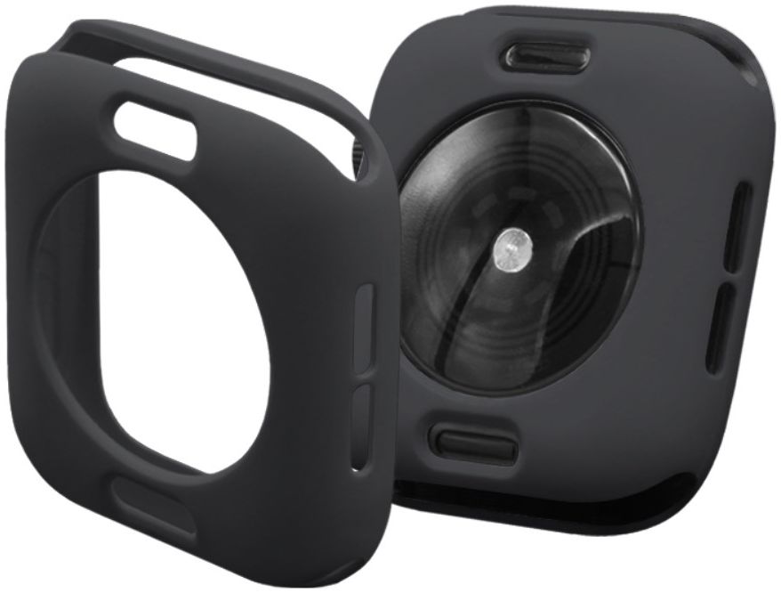 Apple Watch 44MM Hoesje Flexibel TPU met Folie Screenprotector Zwart afbeelding 7