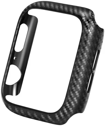 Apple Watch 40MM Hoesje Carbon TPU Bumper met Screenprotector Zwart afbeelding 3