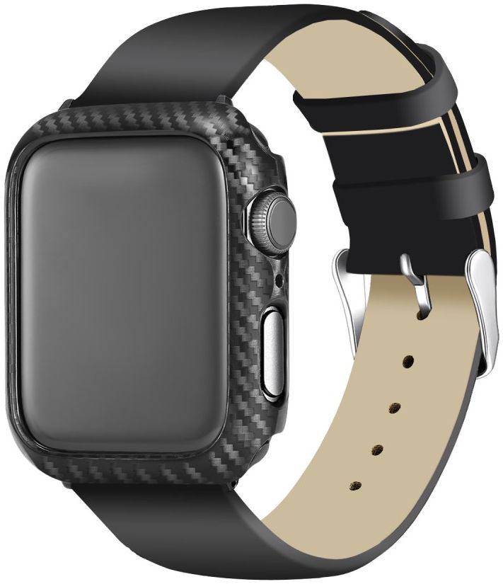 Apple Watch 40MM Hoesje Carbon TPU Bumper met Screenprotector Zwart afbeelding 2