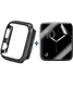 Apple Watch 44MM Hoesje Carbon TPU Bumper met Screenprotector Zwart afbeelding 1