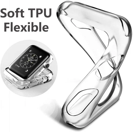 Apple Watch 44MM Hoesje Flexibel TPU met Folie Screenprotector Clear afbeelding 6