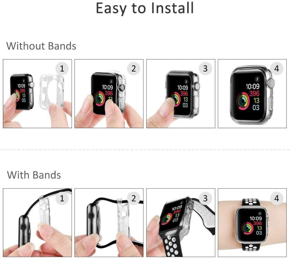 Apple Watch 44MM Hoesje Flexibel TPU met Folie Screenprotector Clear afbeelding 7