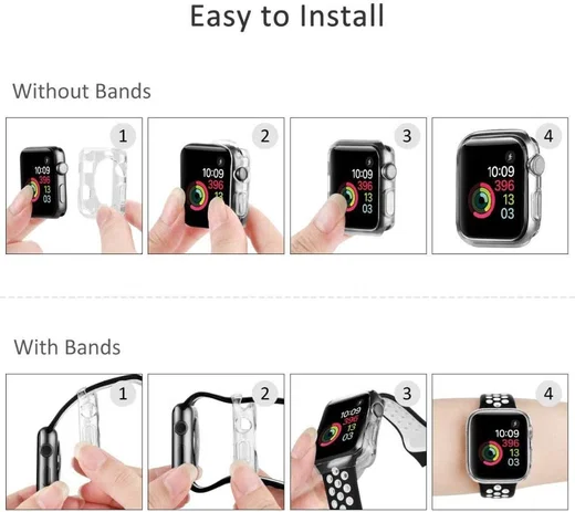 Apple Watch 44MM Hoesje Flexibel TPU met Folie Screenprotector Clear afbeelding 7