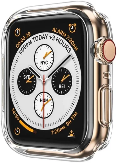 Apple Watch 44MM Hoesje Flexibel TPU met Folie Screenprotector Clear afbeelding 2