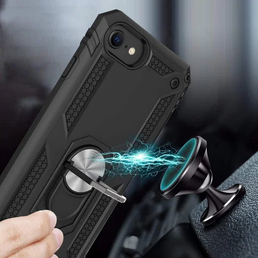 iPhone SE (2020/2022) / 8 / 7 Hoesje Kickstand TPU Zwart afbeelding 3