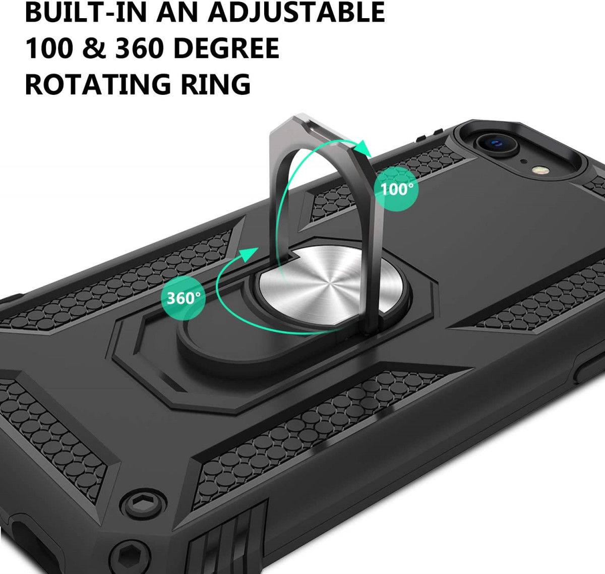 iPhone SE (2020/2022) / 8 / 7 Hoesje Kickstand TPU Zwart afbeelding 2