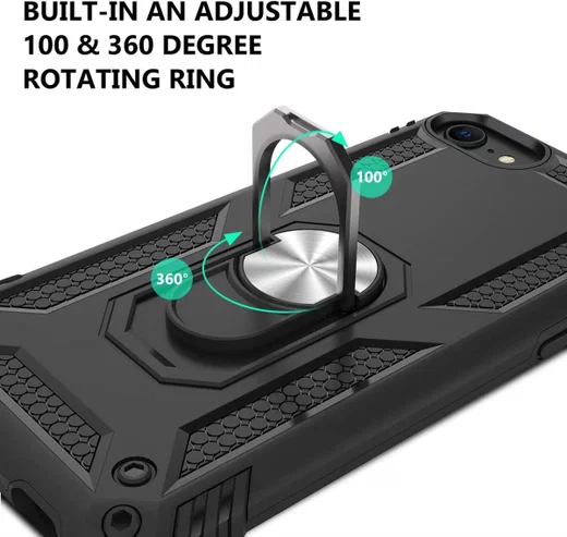 iPhone SE (2020/2022) / 8 / 7 Hoesje Kickstand TPU Zwart afbeelding 2