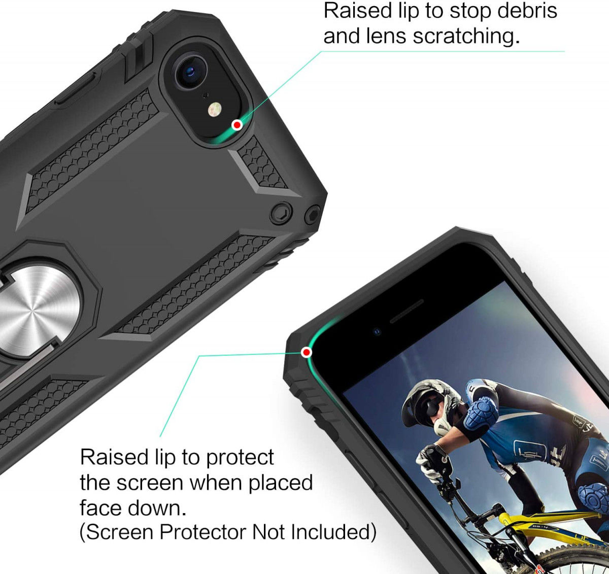 iPhone SE (2020/2022) / 8 / 7 Hoesje Kickstand TPU Zwart afbeelding 5
