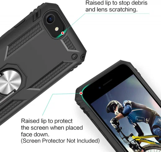 iPhone SE (2020/2022) / 8 / 7 Hoesje Kickstand TPU Zwart afbeelding 5