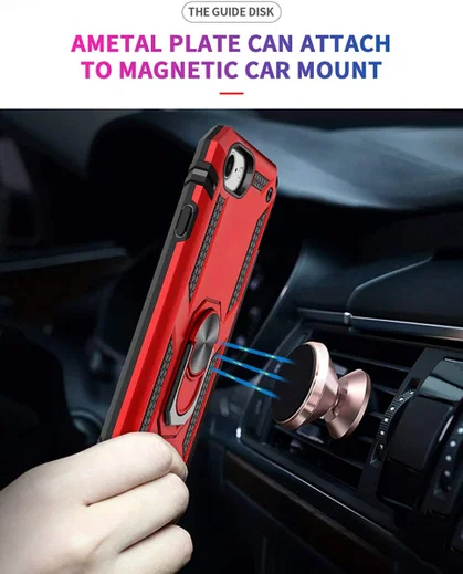 Apple iPhone SE (2020) / 8 / 7 Draaibaar Stand Hoesje TPU Rood afbeelding 5