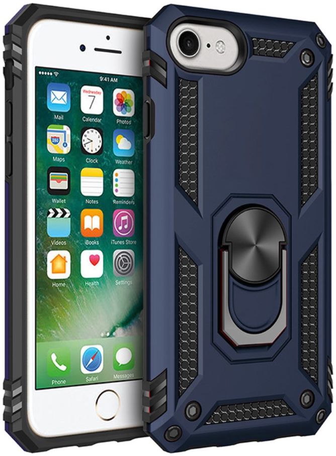 iPhone SE (2020/2022) / 8 / 7 Hoesje Kickstand TPU Donker Blauw afbeelding 1