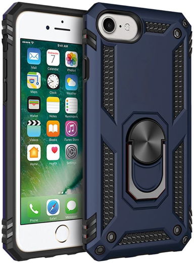 iPhone SE (2020/2022) / 8 / 7 Hoesje Kickstand TPU Donker Blauw afbeelding 1