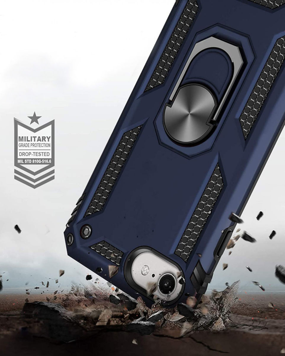 iPhone SE (2020/2022) / 8 / 7 Hoesje Kickstand TPU Donker Blauw afbeelding 3