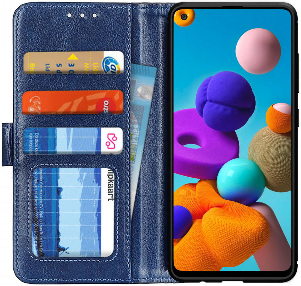 Samsung Galaxy A21s Vintage Portemonnee Hoesje Blauw afbeelding 1