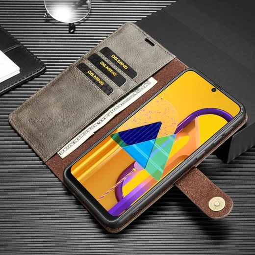 Samsung Galaxy M21 2-in-1 Bookcase en Back Cover Hoesje Grijs afbeelding 2